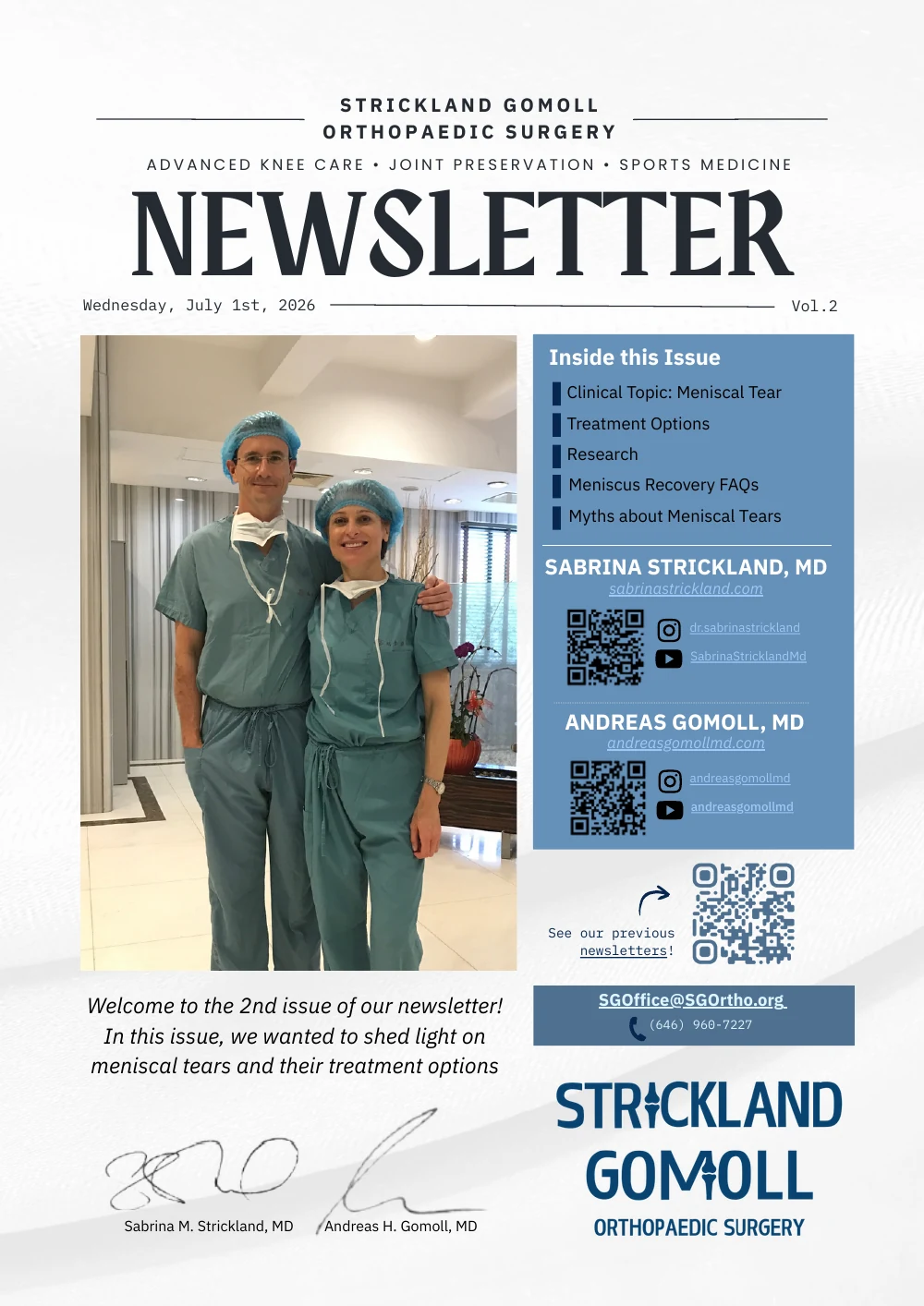 Strickland Gomoll Orthopaedic Surgery Newsletter, Volume 2 — page 1
